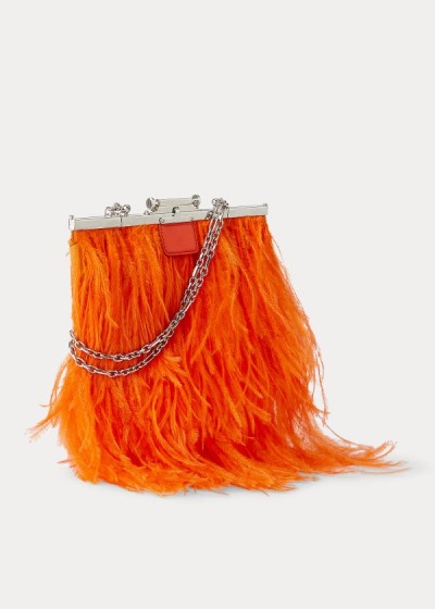 Women's Ralph Lauren Ostrich Feather Evening Pouch | 086743ICP